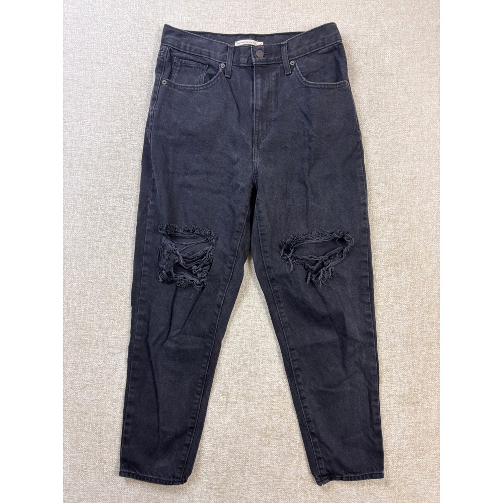Levis High Waisted Mom Jeans Black Distressed Denim W30 L27 26986-0029